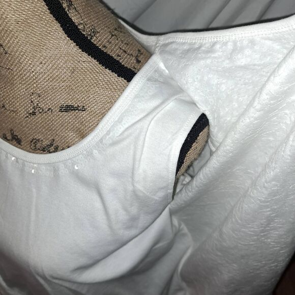 NEW Winter White Quaker factory Cardigan & attached Tee Crystal Buttons Large - Picture 5 of 12